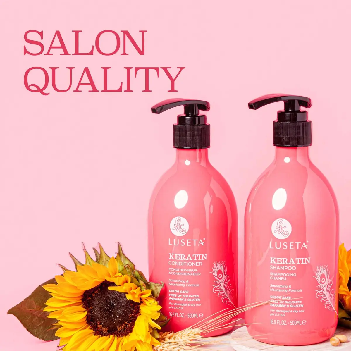 L LUSETA Keratin Shampoo & Conditioner Set 16.9 Fl Oz (2 Pack) | Color Safe for Damaged & Fine Hair - view 5
