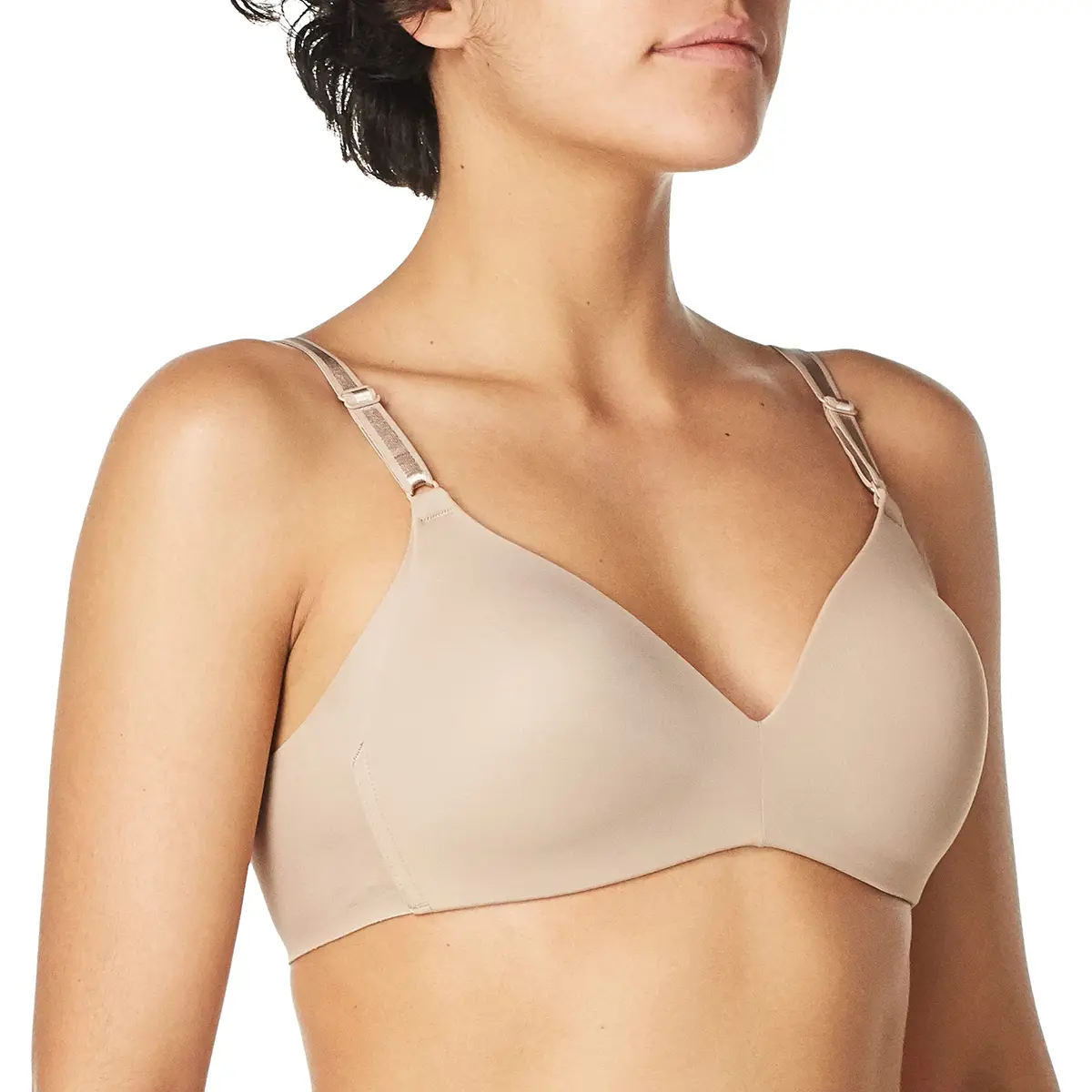 Warner's Blissful Benefits Wireless Support Bra, Toasted Almond, 38D | Seamless Side Smoothing for All-Day Comfort - view 2
