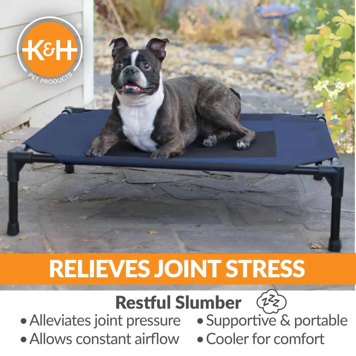 K&H Outdoor Elevated Dog Bed Cooling Raised Pet Cot 81cm x 64cm (32" x 25") | Breathable Mesh Center for All-Season Comfort - view 5