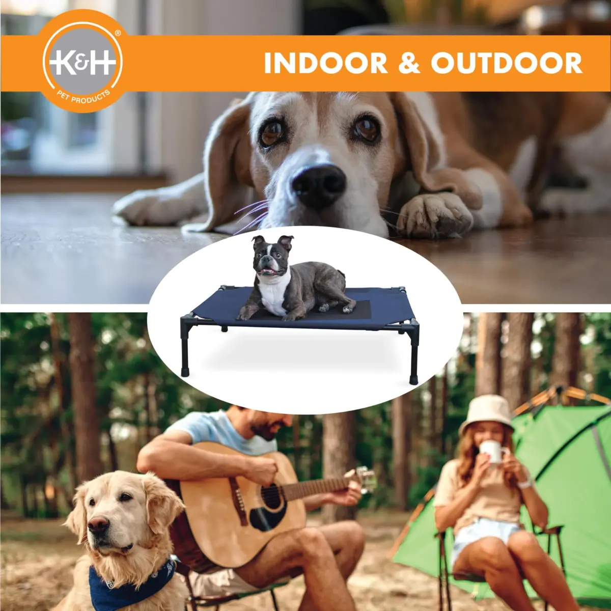 K&H Outdoor Elevated Dog Bed Cooling Raised Pet Cot 81cm x 64cm (32" x 25") | Breathable Mesh Center for All-Season Comfort - view 6