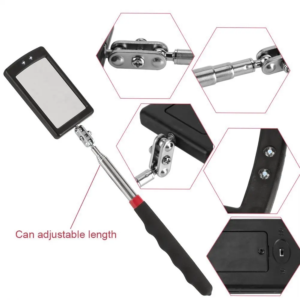 Enbar Telescopic Inspection Mirror.360° Rotating LED Light for Mechanics & Inspection, 34" Extendable on a Stick - view 3