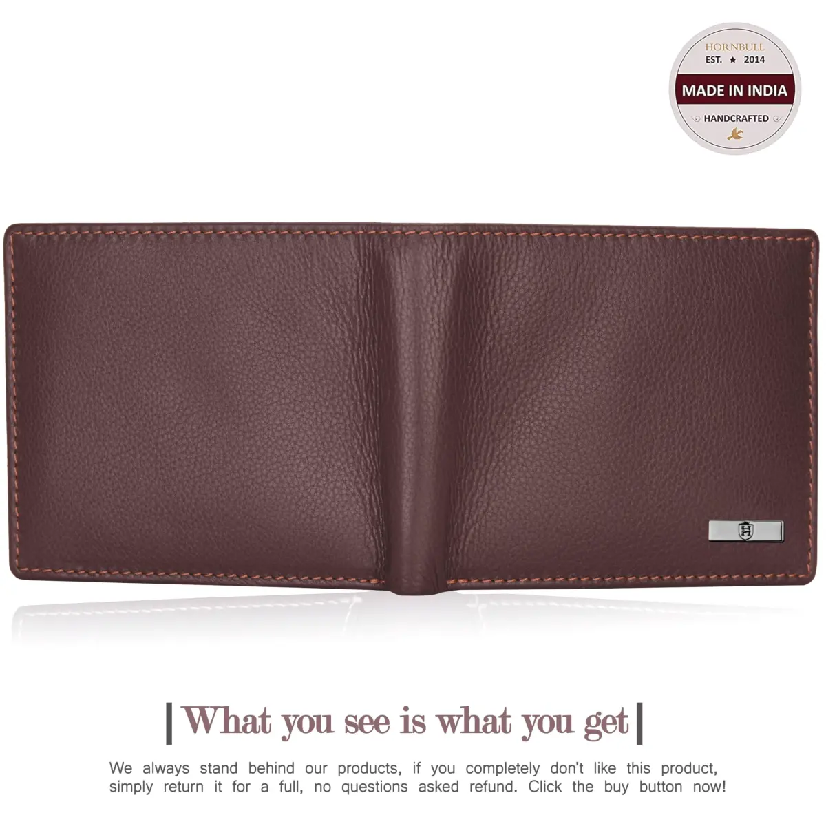 HORNBULL Brown Genuine Leather Bifold Wallet & Belt Combo for Men | 11.4cm x 9.4cm x 1.3cm (4.5in x 3.7in x 0.5in) - view 7