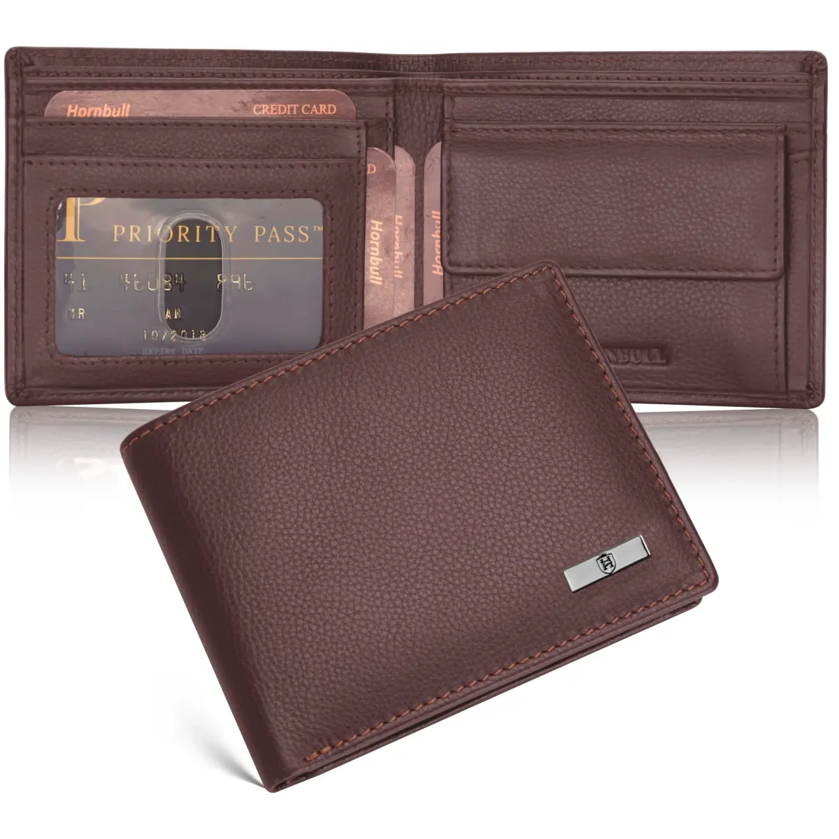 HORNBULL Brown Genuine Leather Bifold Wallet & Belt Combo for Men | 11.4cm x 9.4cm x 1.3cm (4.5in x 3.7in x 0.5in) - view 8