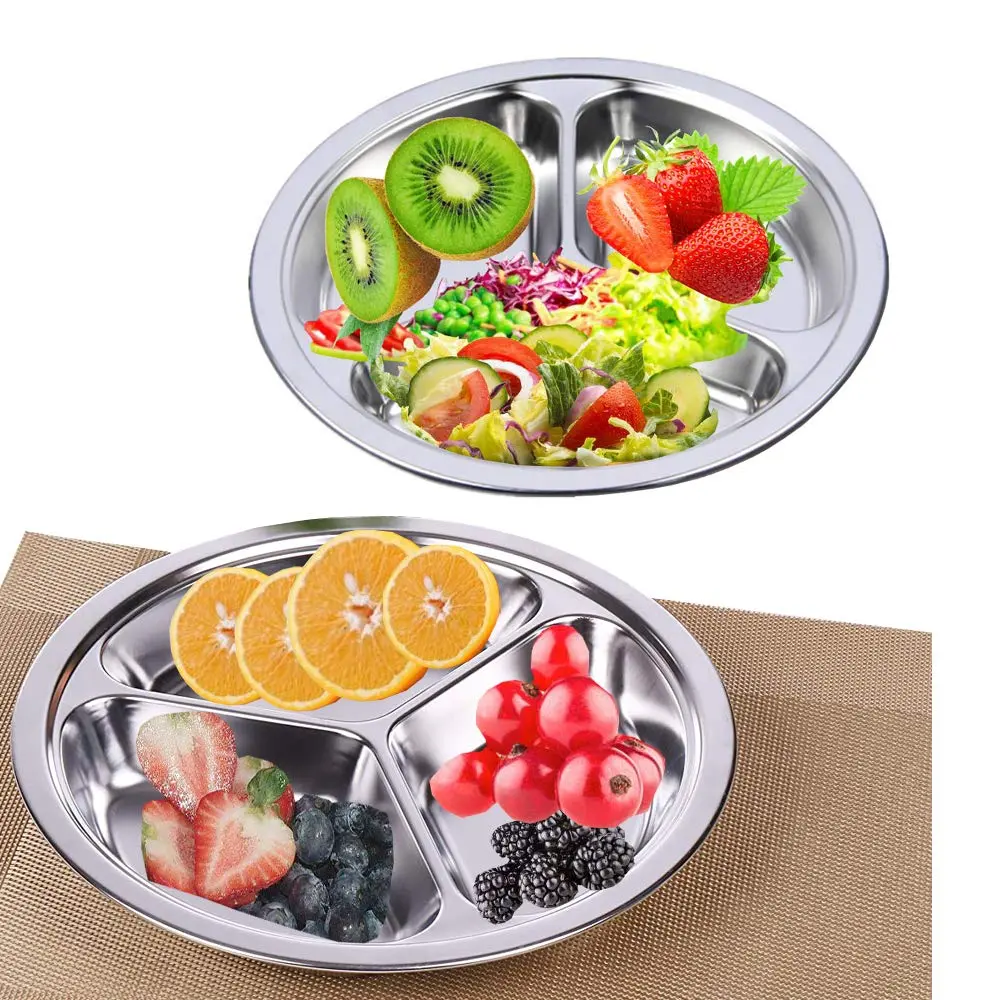 AIYoo Stainless Steel Divided Plates 2 Pack 24 cm (9.5 Inch) | Portion Control Plates for Adults - view 5