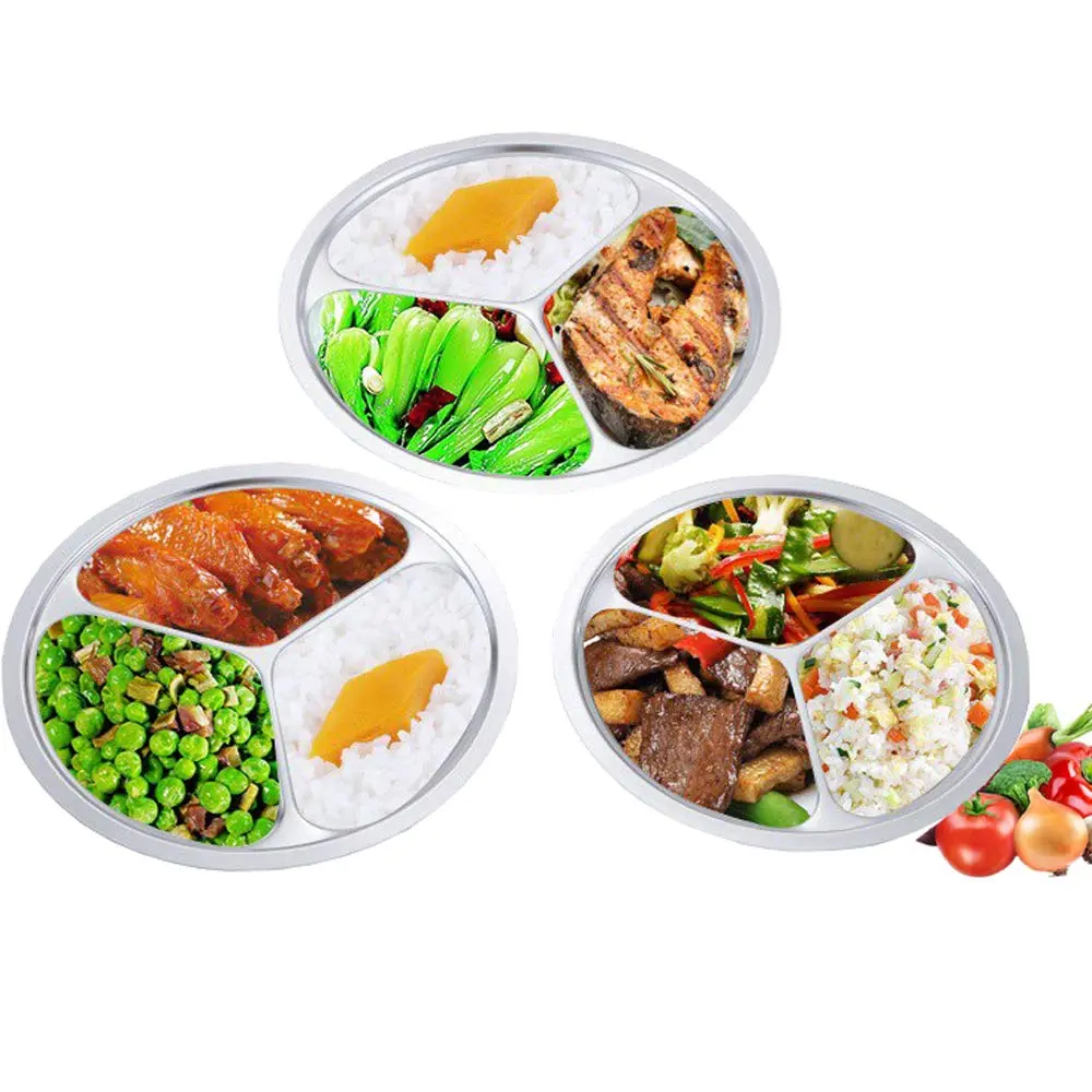 AIYoo Stainless Steel Divided Plates 2 Pack 24 cm (9.5 Inch) | Portion Control Plates for Adults - view 6