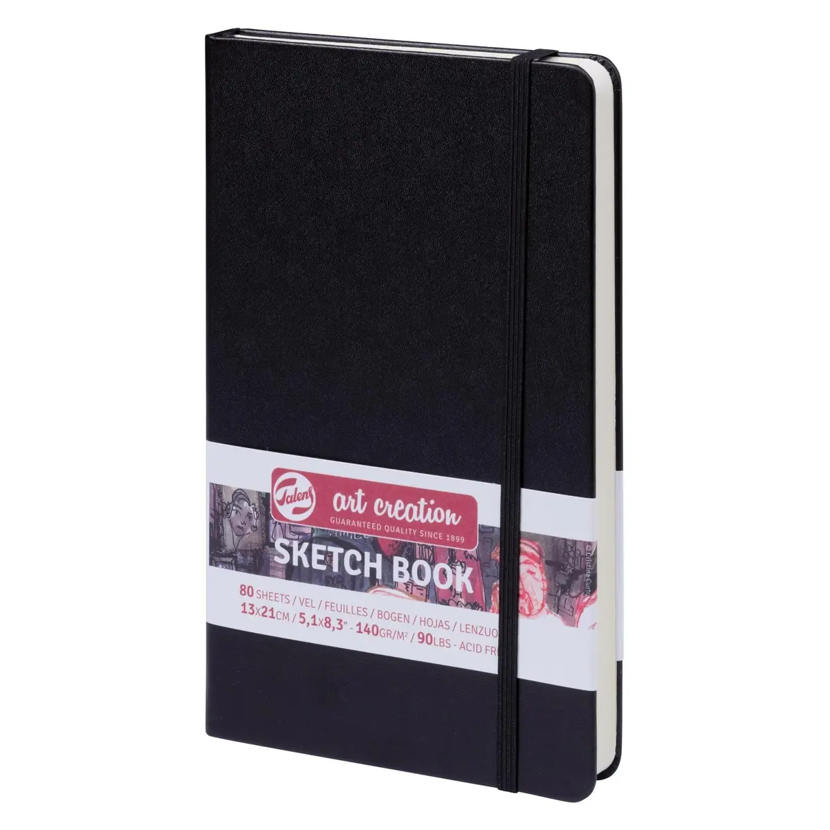 Talens Art Creation Sketchbook Black 13cm x 21cm (5.1 x 8.3 in) | 80 Sheets Acid-Free Cream Paper - main product image