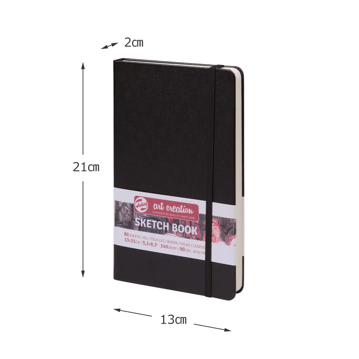 Talens Art Creation Sketchbook Black 13cm x 21cm (5.1 x 8.3 in) | 80 Sheets Acid-Free Cream Paper - view 3