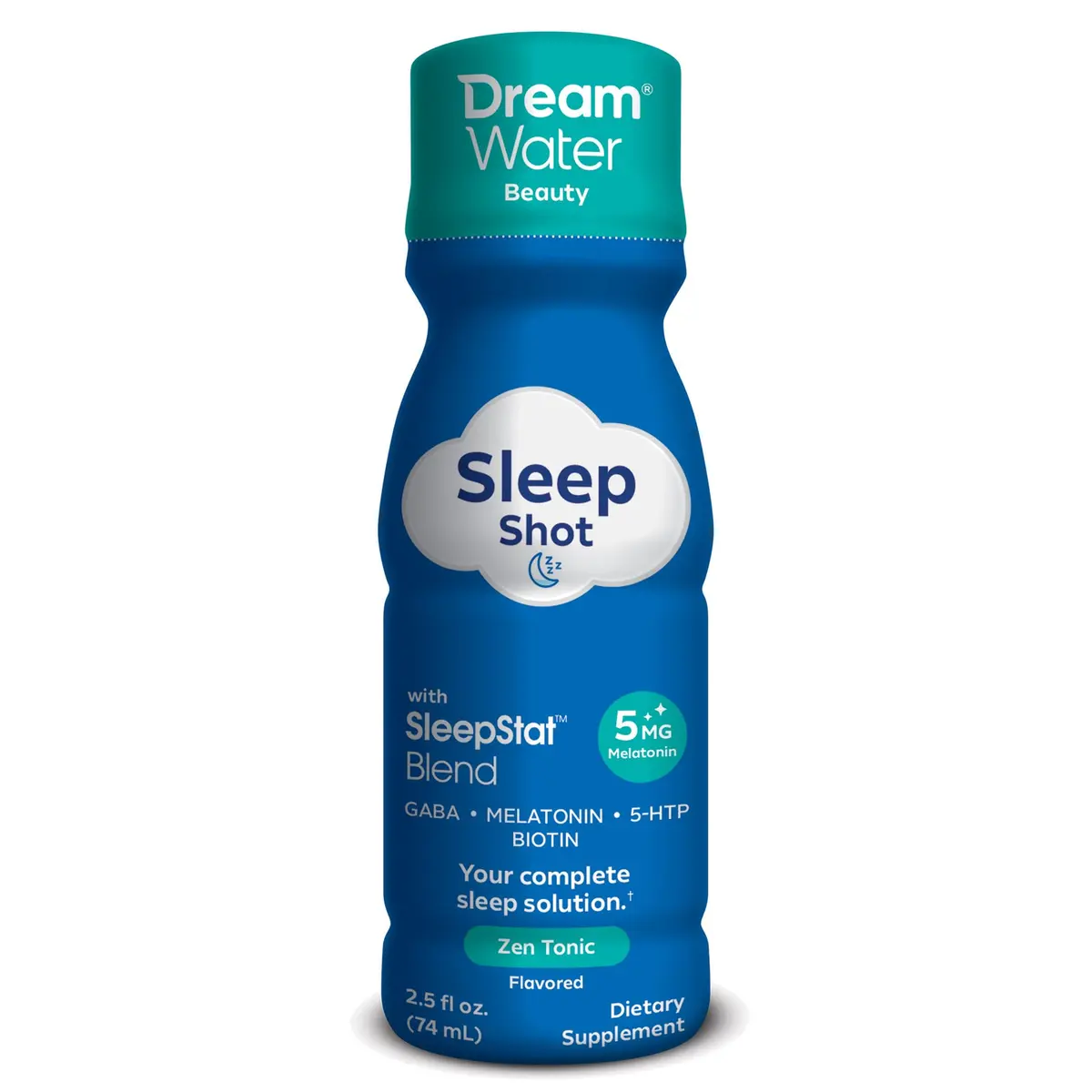 Dream Water Beauty Sleep Aid Drink Supplement; Melatonin 5mg, GABA, 5-HTP, Plus Biotin for Healthy Skin, Hair and Nails; 2.5 oz Liquid Sleep Shots, Zen Tonic 12-Count | Supports Restful Sleep & Skin - view 3