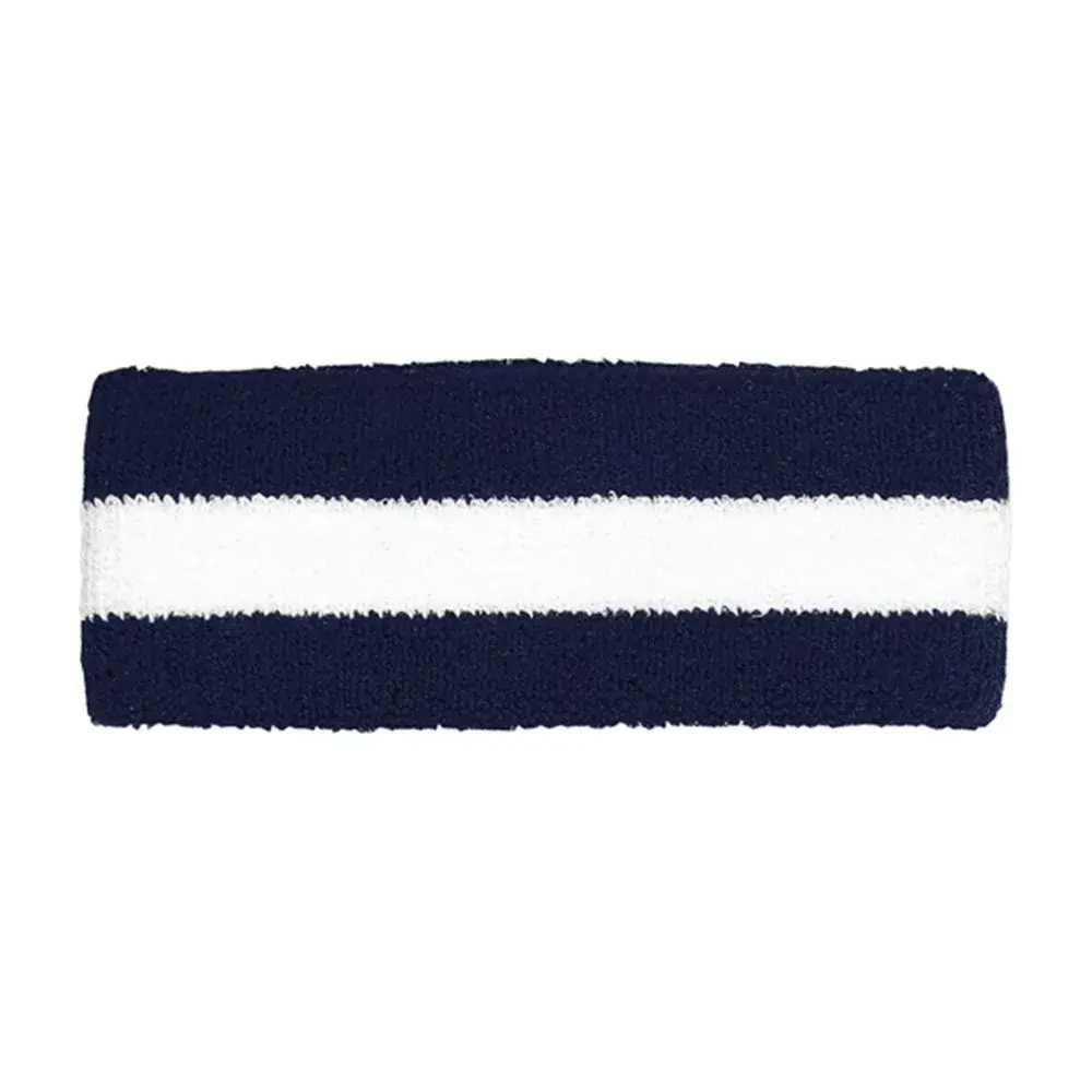 Armycrew Stretchy Stripe Sports Headband Navy White 5cm (2 inches) | Sweat-Wicking for Tennis & Indoor Sports - main product image