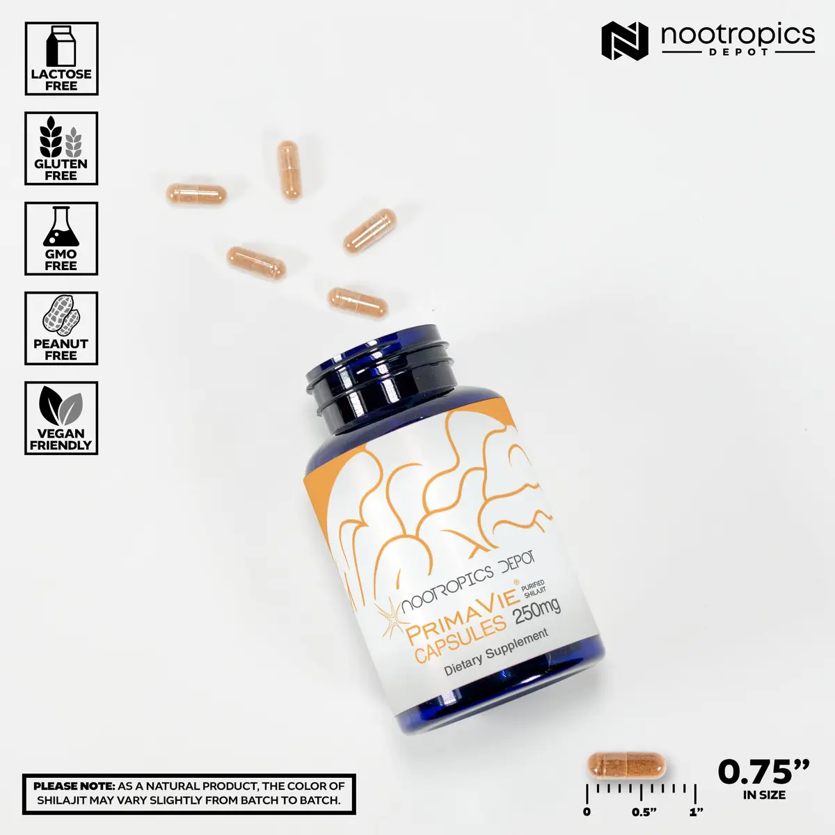 Nootropics Depot PrimaVie Shilajit Capsules | 250mg | 30 Count | Purified Extract | Supports Mitochondrial Function + Boosts Endurance - view 3