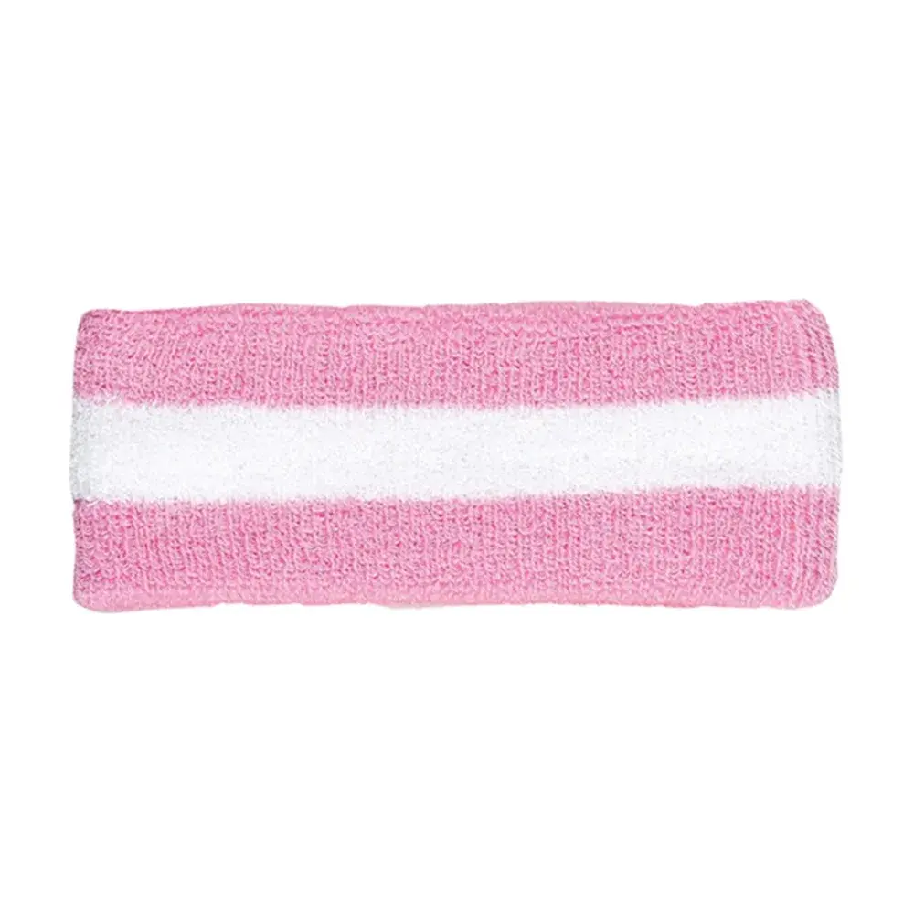 Armycrew Pink White Stripe Sports Headband 5cm (2in) | Sweat-Wicking Terry Cloth for Tennis - main product image