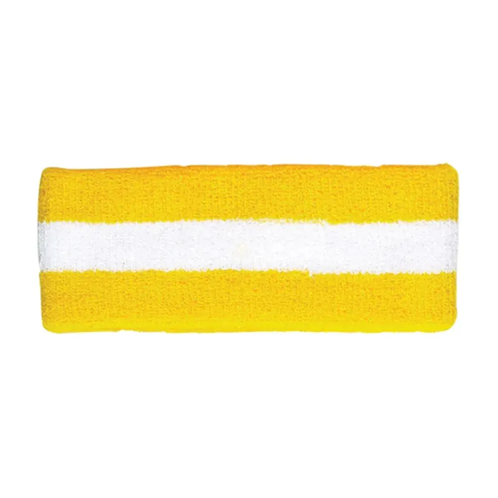 Armycrew Cotton Terry Cloth Stretchy Stripe Sports Headband - Yellow White (5cm x 17cm) - main product image