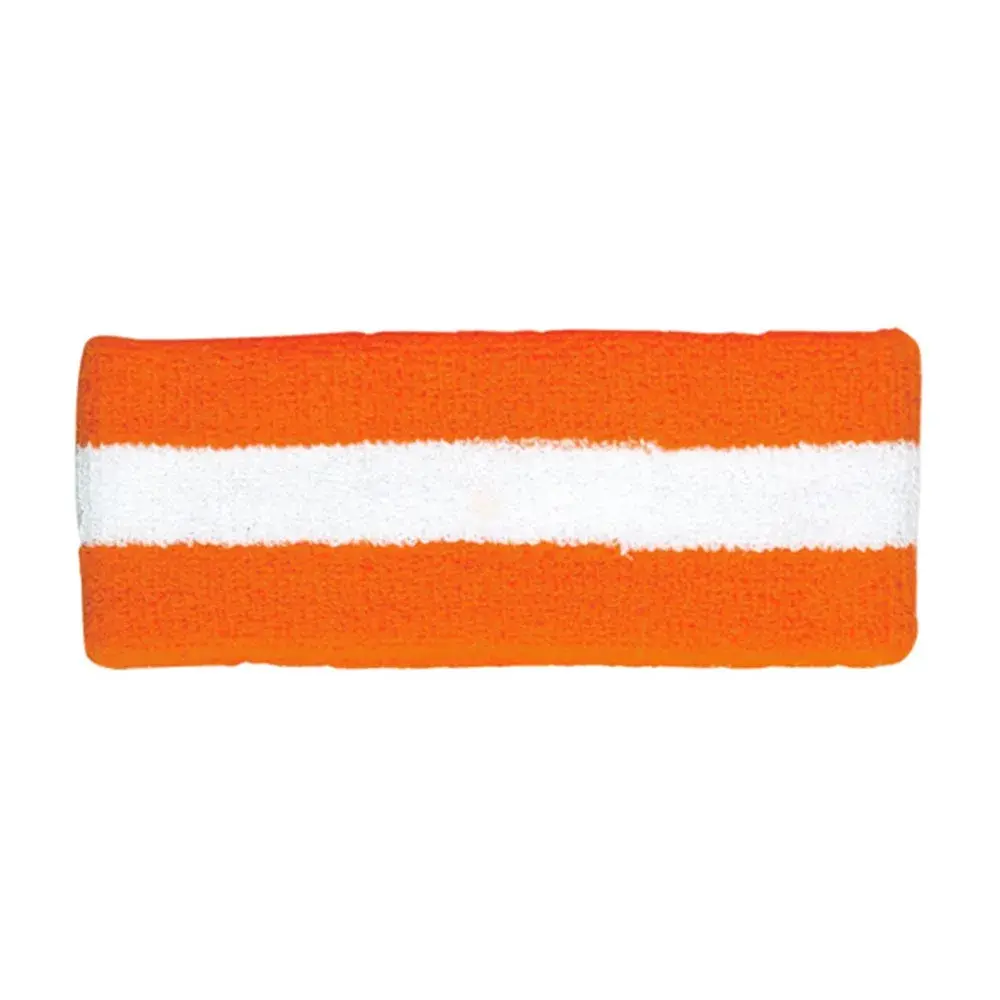 Armycrew Orange White Cotton Terry Cloth Stretchy Sports Headband | Sweat-Wicking for Tennis & Outdoor Sports - main product image