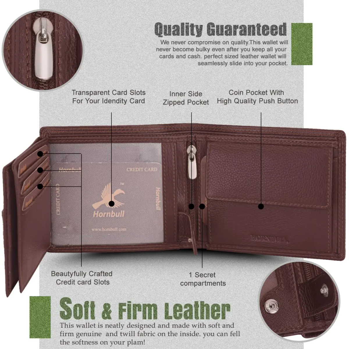 HORNBULL Men's Leather Wallet and Belt Combo Gift Set | Brown, Bi-Fold Wallet with Adjustable Belt | 2-Piece Set - view 6