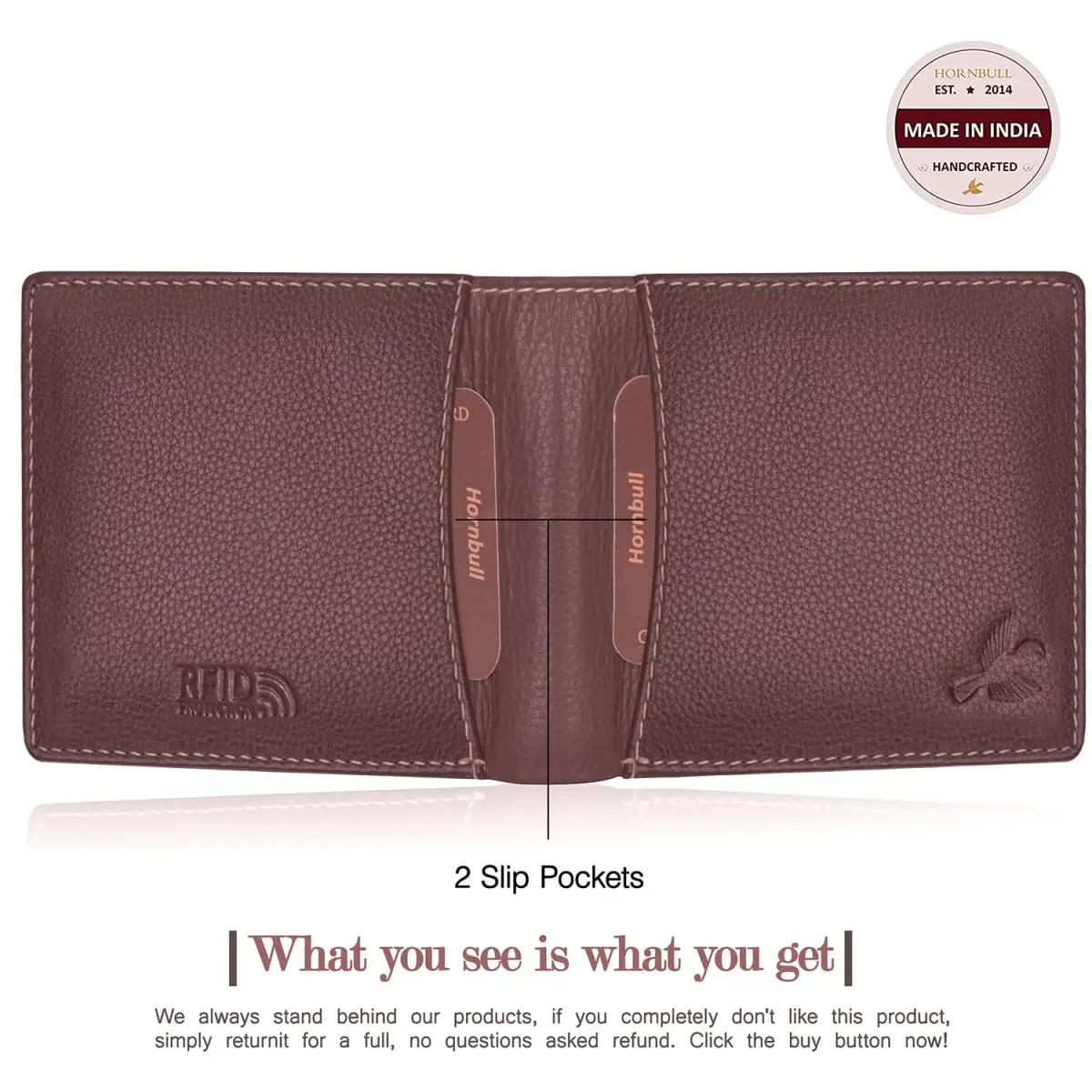 HORNBULL Men's Leather Wallet and Belt Combo Gift Set | Brown, Bi-Fold Wallet with Adjustable Belt | 2-Piece Set - view 7