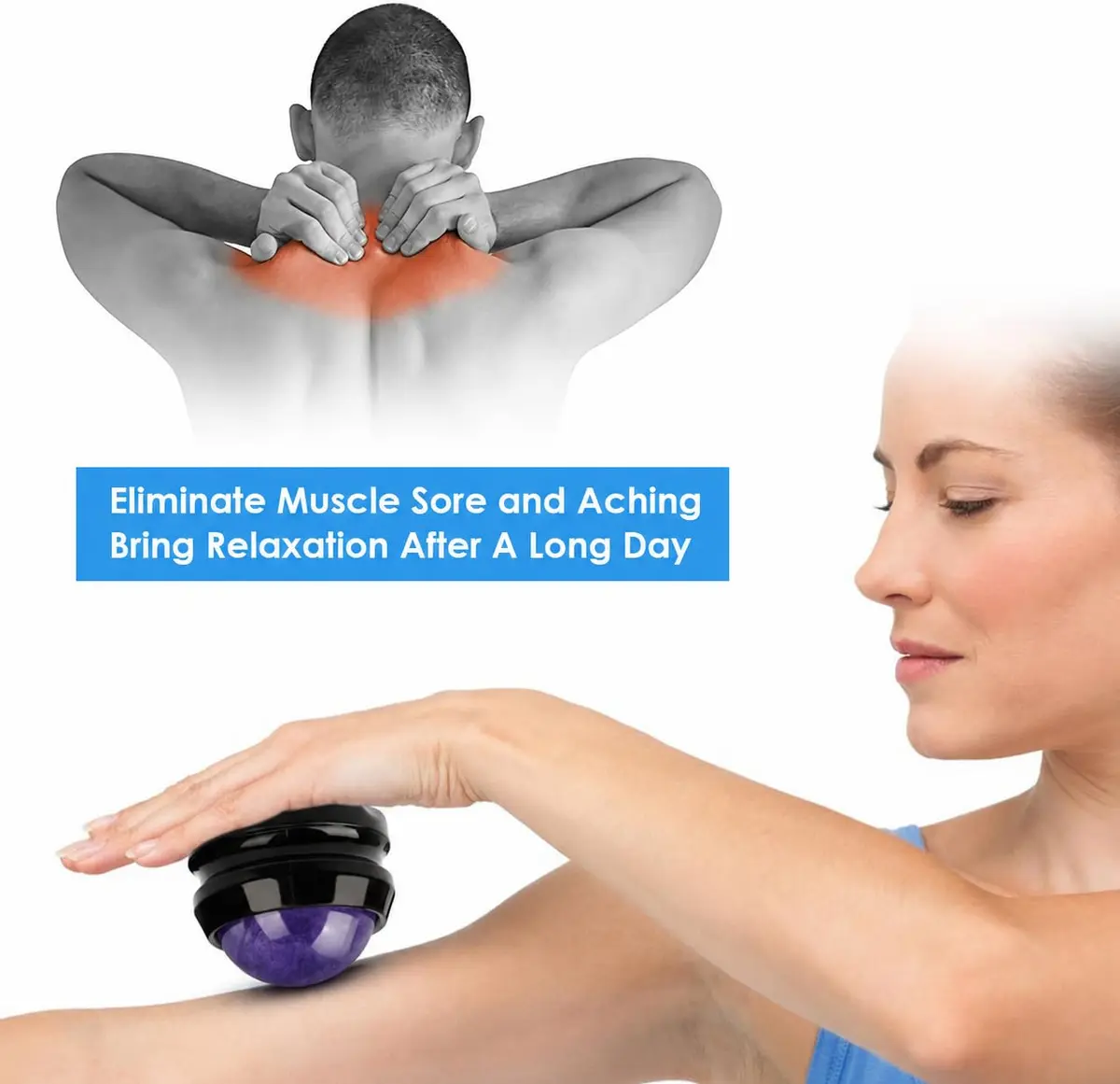 ZONGS Manual Massage Roller Ball - Deep Tissue Therapy for Sore Muscles, Shoulders, Back, Feet | Stress Relief Tool - view 8