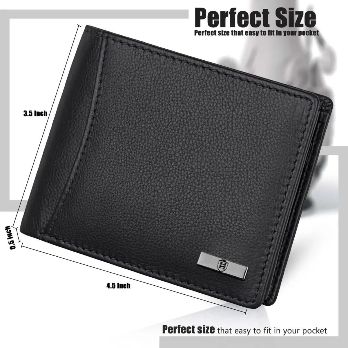 HORNBULL Men's Leather Bifold Wallet and Belt Combo Gift Set | Black | 114mm x 13mm x 94mm - view 7