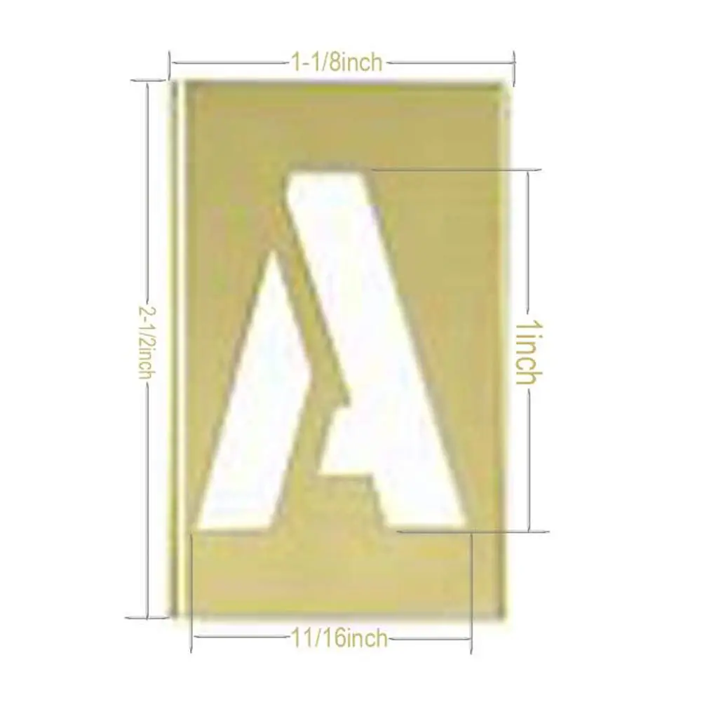 Deezio Brass Interlocking Stencil Set 1" Character Height (26 Letters, 10 Numbers, Punctuation) | Durable & Solvent Resistant - view 2