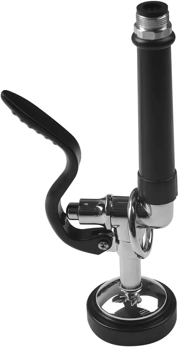 JZBRAIN Commercial Sink Sprayer Pre Rinse Spray Valve 1.42 GPM | High Pressure Dishwash Nozzle with Handle, Chrome Polished (Black) - main product image