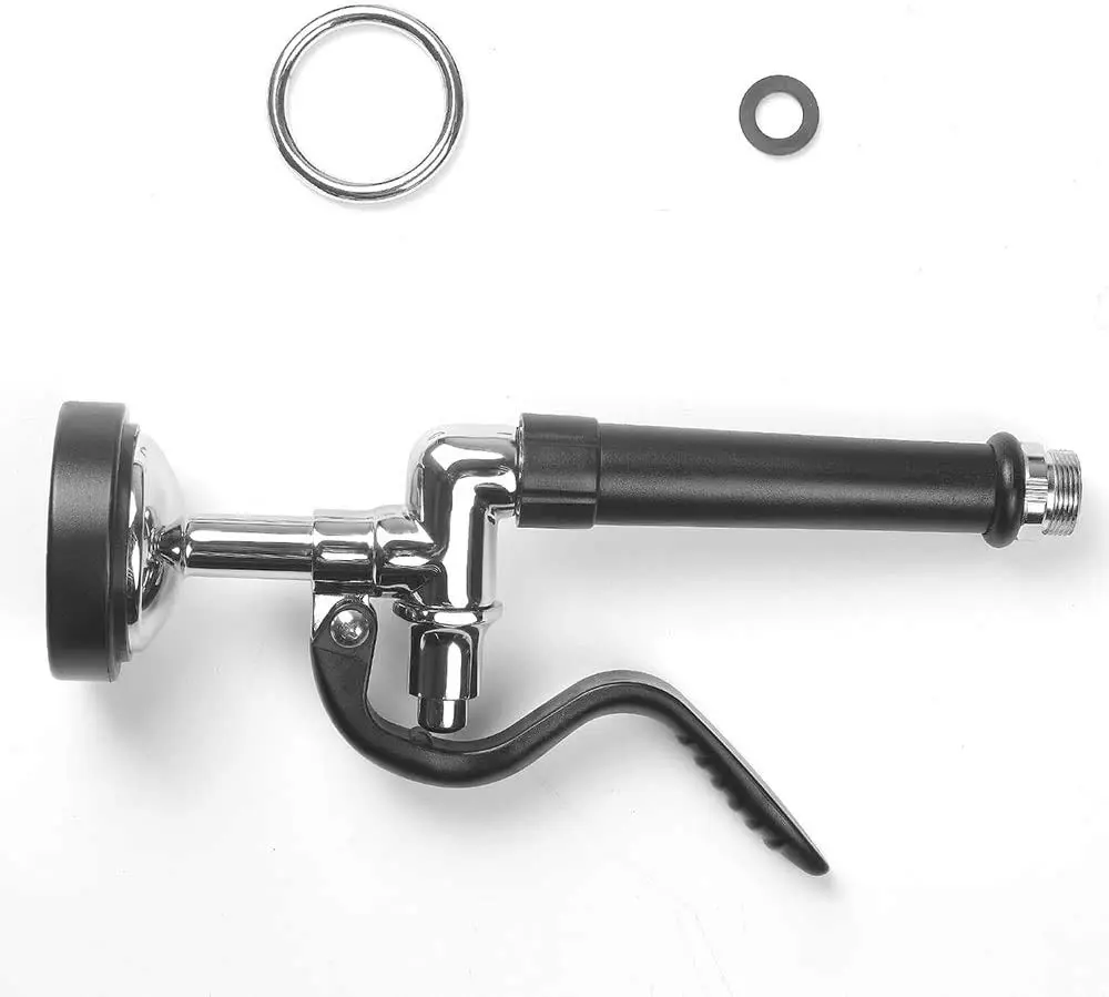 JZBRAIN Commercial Sink Sprayer Pre Rinse Spray Valve 1.42 GPM | High Pressure Dishwash Nozzle with Handle, Chrome Polished (Black) - view 5