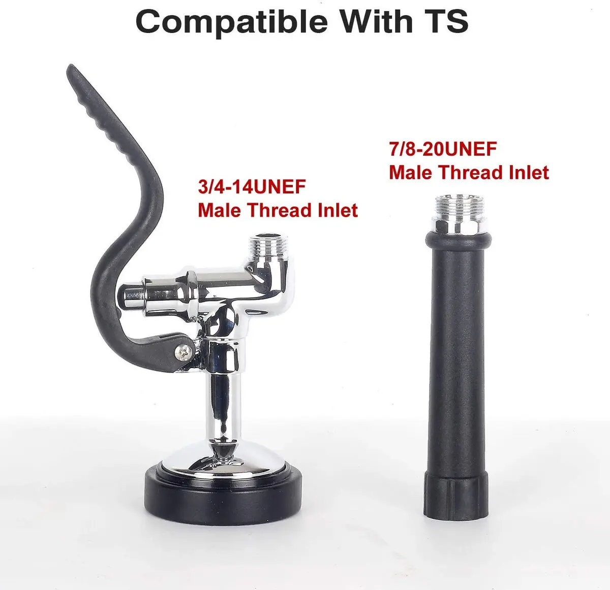 JZBRAIN Commercial Sink Sprayer Pre Rinse Spray Valve 1.42 GPM | High Pressure Dishwash Nozzle with Handle, Chrome Polished (Black) - view 2