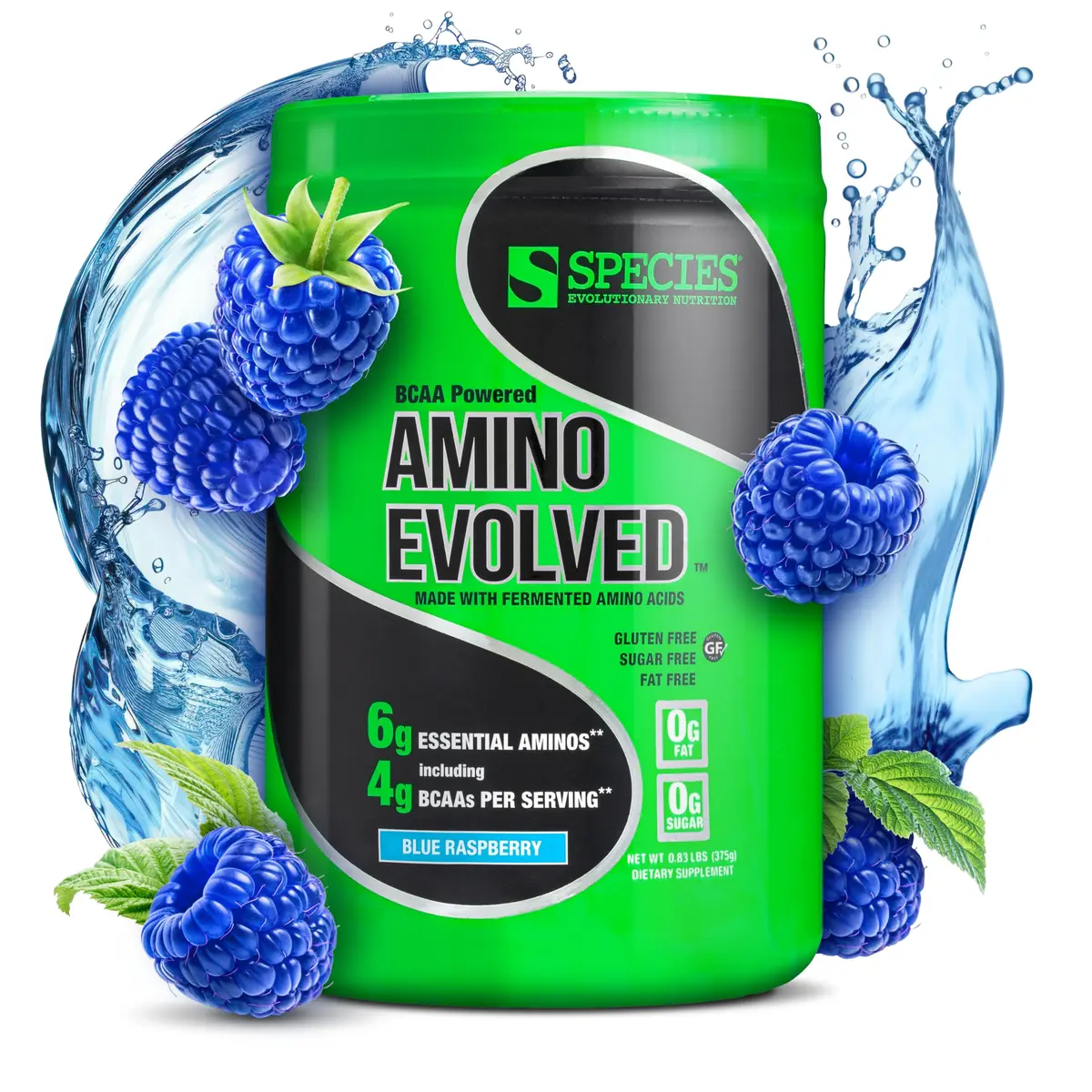Species Nutrition BCAA & EAA Amino Acids Powder, Blue Raspberry, 30 Servings | Supports Muscle Growth & Recovery - main product image
