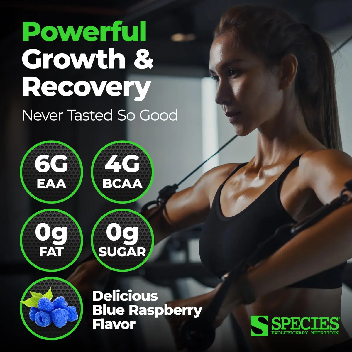 Species Nutrition BCAA & EAA Amino Acids Powder, Blue Raspberry, 30 Servings | Supports Muscle Growth & Recovery - view 2