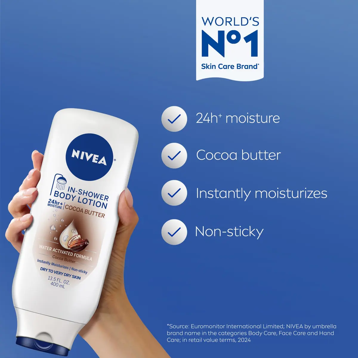 NIVEA Nourishing In Shower Body Lotion Cocoa Butter 405ml (13.5 Fl Oz) Pack of 3 | Moisturizes Instantly for Dry Skin - view 2