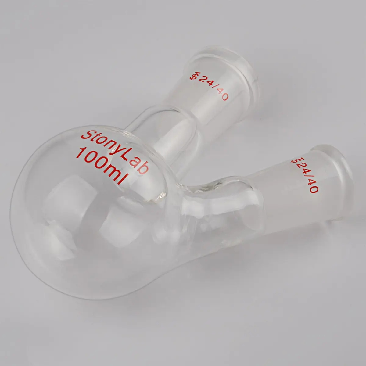 StonyLab Glass Heavy Wall 2 Neck Round Bottom Flask 100 ml | Borosilicate Lab Flask for Chemical Reactions - view 7