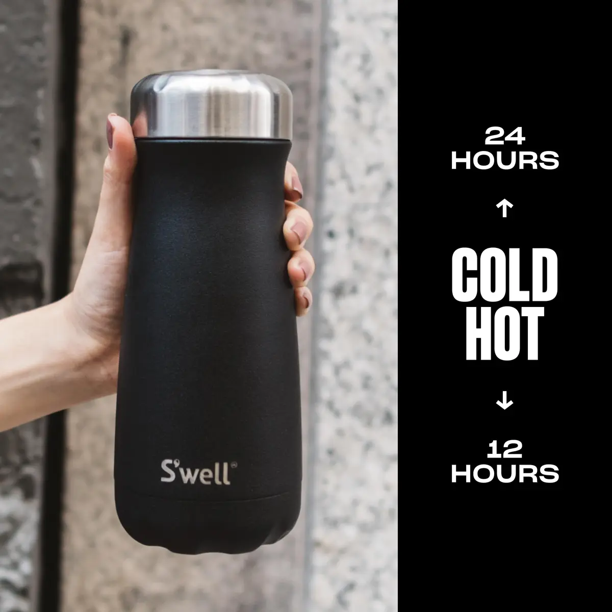 S'well Stainless Steel Traveler 16oz Onyx | Triple-Layered Vacuum Insulated Mug Keeps Drinks Hot 12h & Cold 24h - view 2