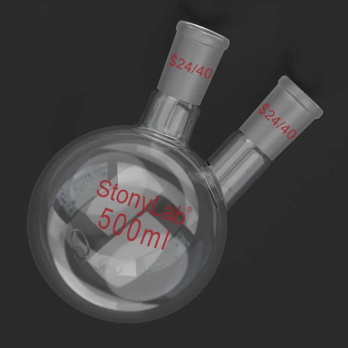 StonyLab Glass Heavy Wall 2 Neck Round Bottom Flask 500ml | Borosilicate Labware for Chemical Experiments - view 6