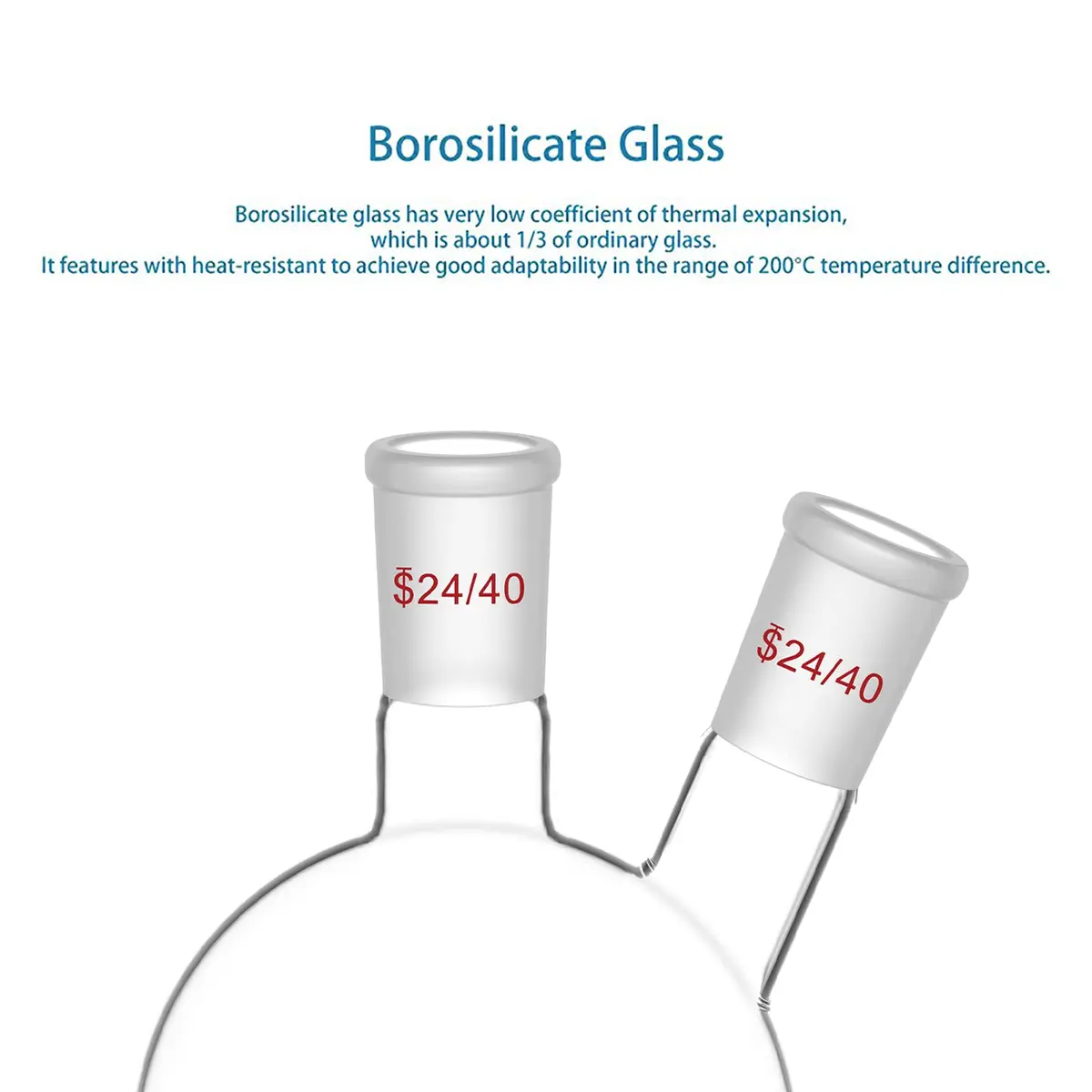StonyLab Glass Heavy Wall 2 Neck Round Bottom Flask 500ml | Borosilicate Labware for Chemical Experiments - view 4