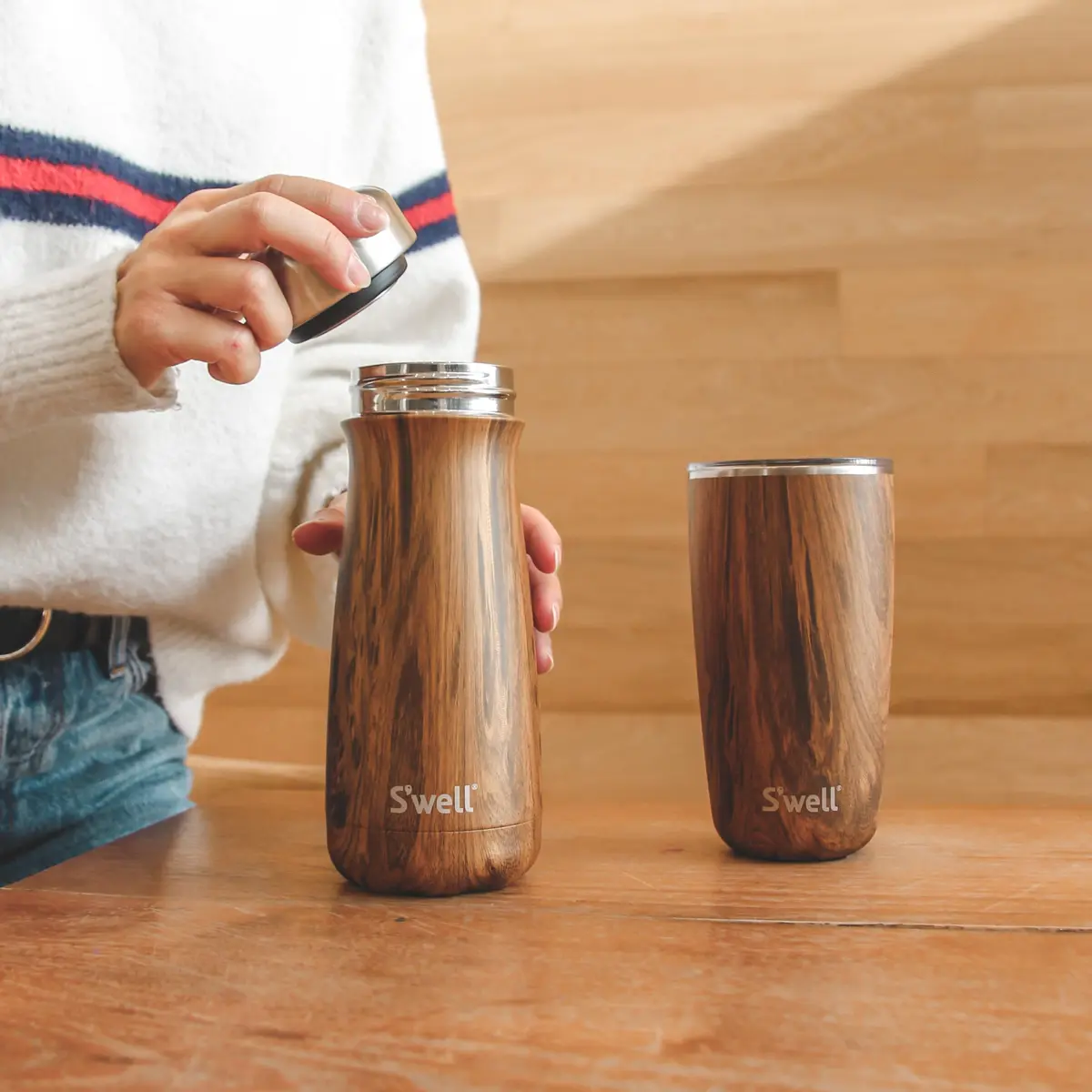 S'well Stainless Steel Traveler 16 Fl Oz Teakwood | Keeps Drinks Cold 24H & Hot 12H, BPA-Free - view 5