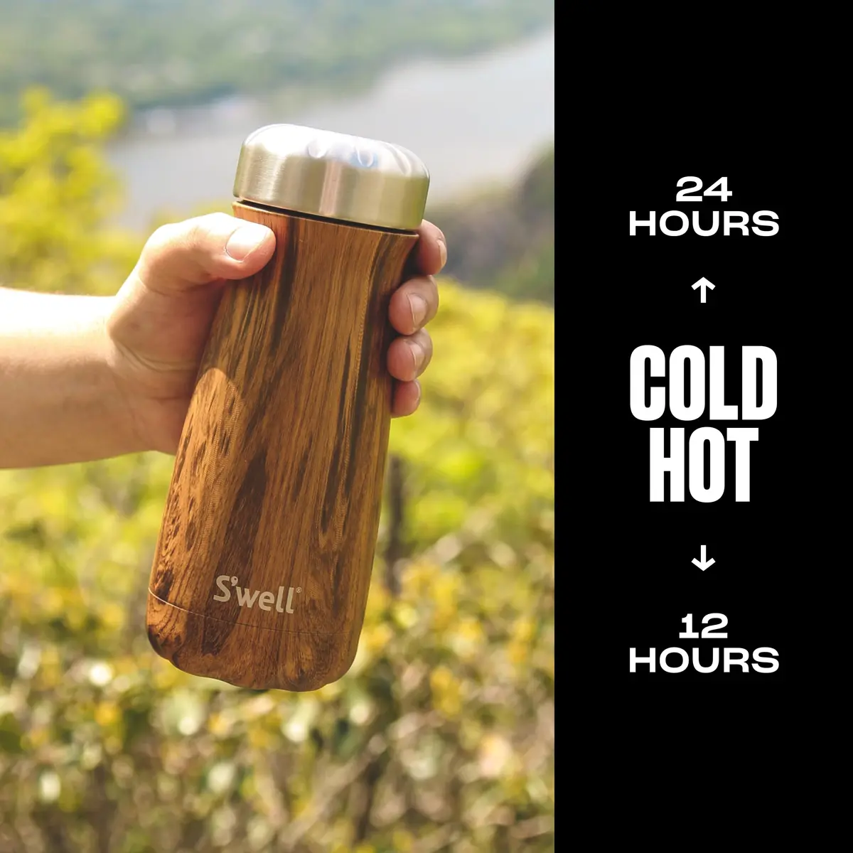 S'well Stainless Steel Traveler 16 Fl Oz Teakwood | Keeps Drinks Cold 24H & Hot 12H, BPA-Free - view 2