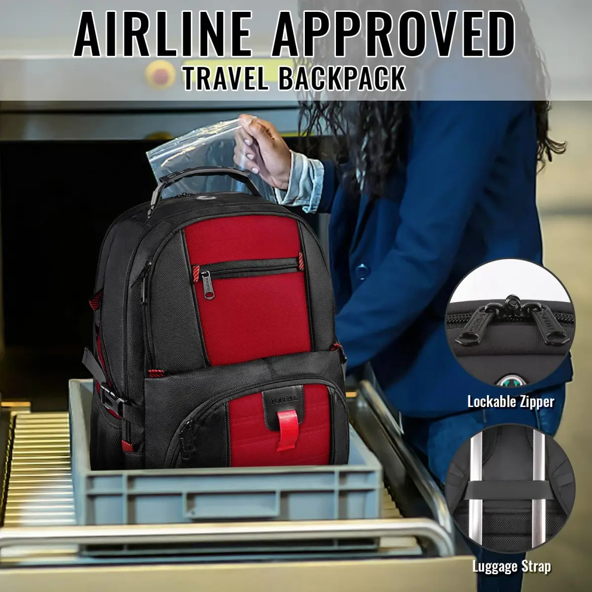 YOREPEK Large Laptop Backpack 49cm (19.2") | Water-Resistant, TSA-Friendly Travel Bag - view 5