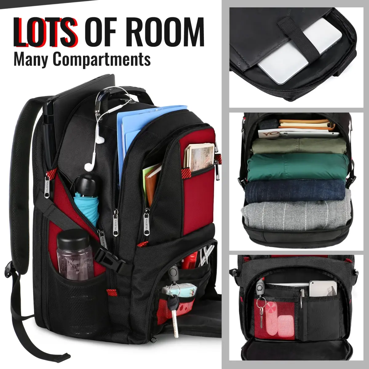 YOREPEK Large Laptop Backpack 49cm (19.2") | Water-Resistant, TSA-Friendly Travel Bag - view 2