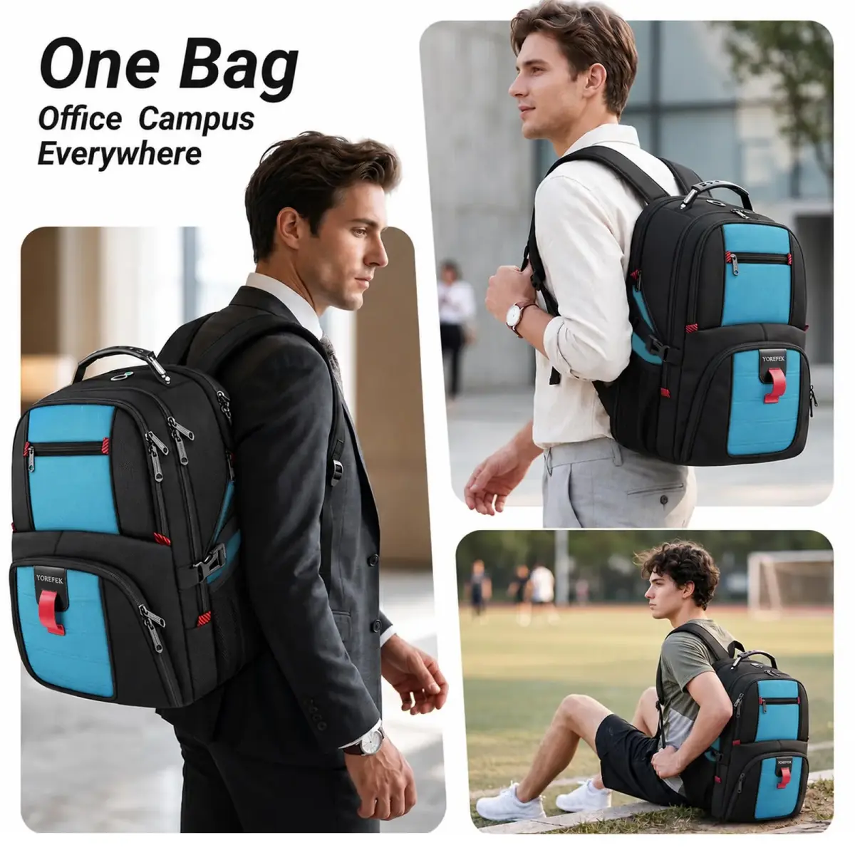 YOREPEK Large Laptop Backpack for Men, Heavy Duty Travel Backpack 49cm (19.3") | TSA Approved Carry-On - view 5