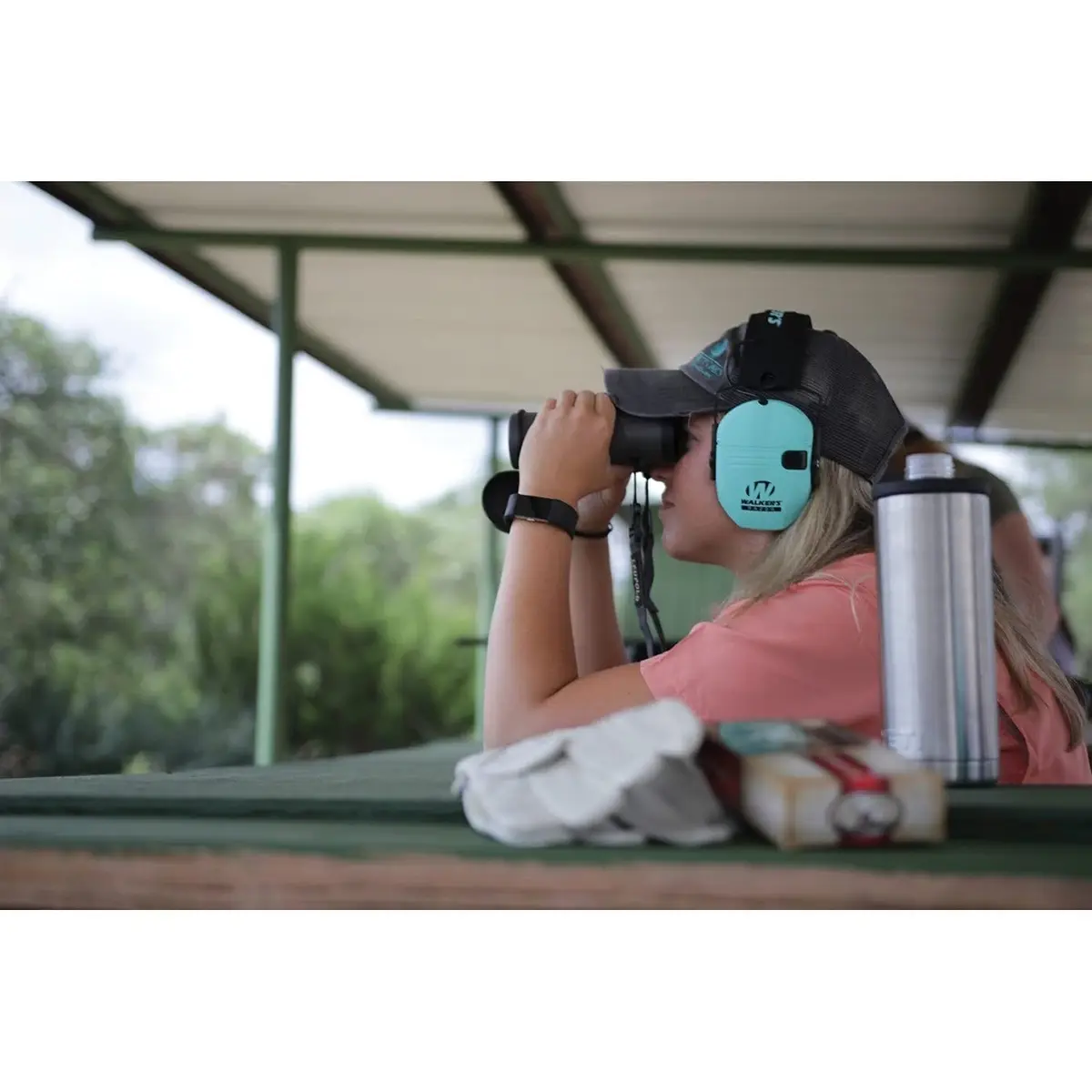 Walker's Razor Slim Electronic Muff Light Teal | 23dB Noise Reduction, Amplifies Safe Sounds - view 5
