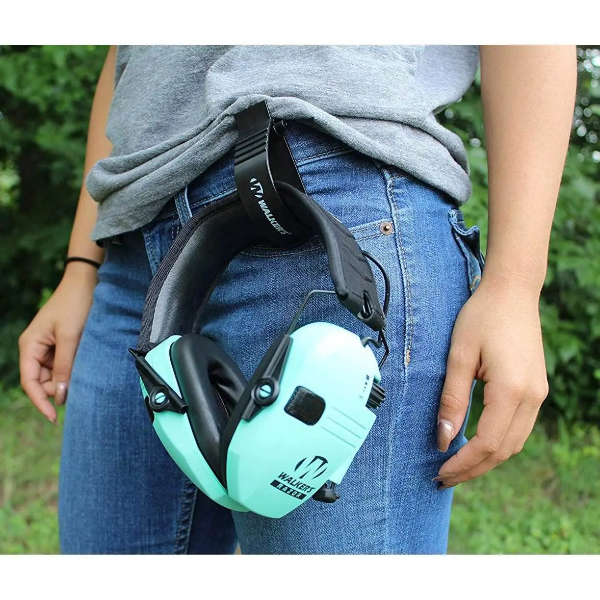 Walker's Razor Slim Electronic Muff Light Teal | 23dB Noise Reduction, Amplifies Safe Sounds - view 3