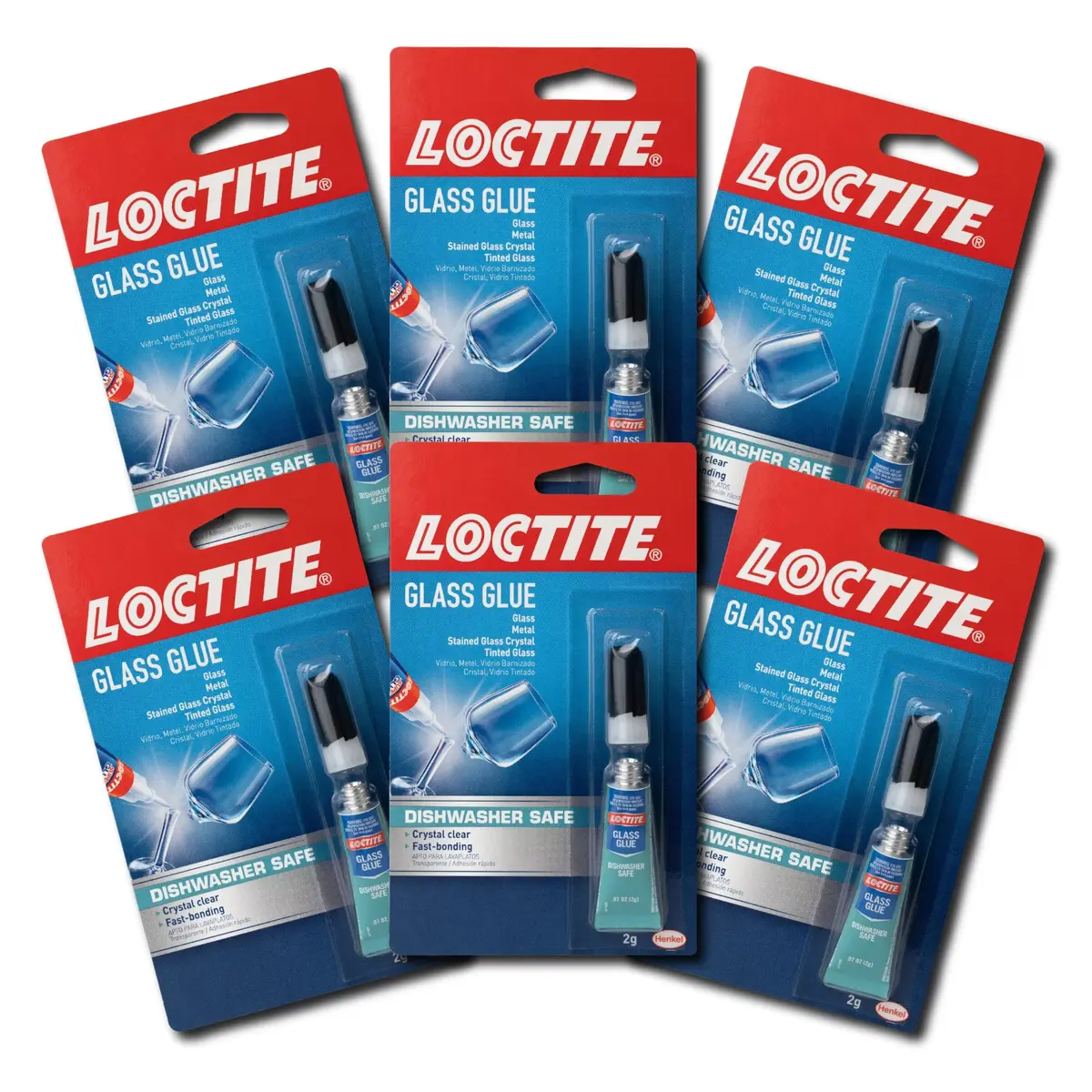 Loctite Glass Glue 2 Gram Tube 6 Pack | Clear Superglue for Glass, Plastic, Wood, Metal, Crafts, & Repair - main product image