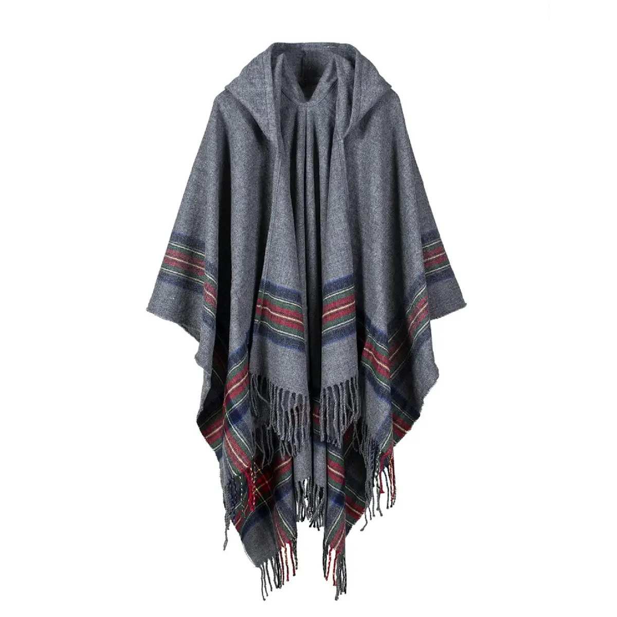 Bakerdani Poncho with Hood Pashmina Cardigans Blanket Shawls with Tassels | Oversized Wool Wrap for Women - main product image