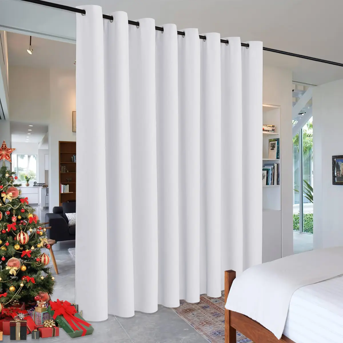 RYB HOME White Room Divider Curtain 180"W x 96"L | Heavy Duty Privacy Panel - main product image