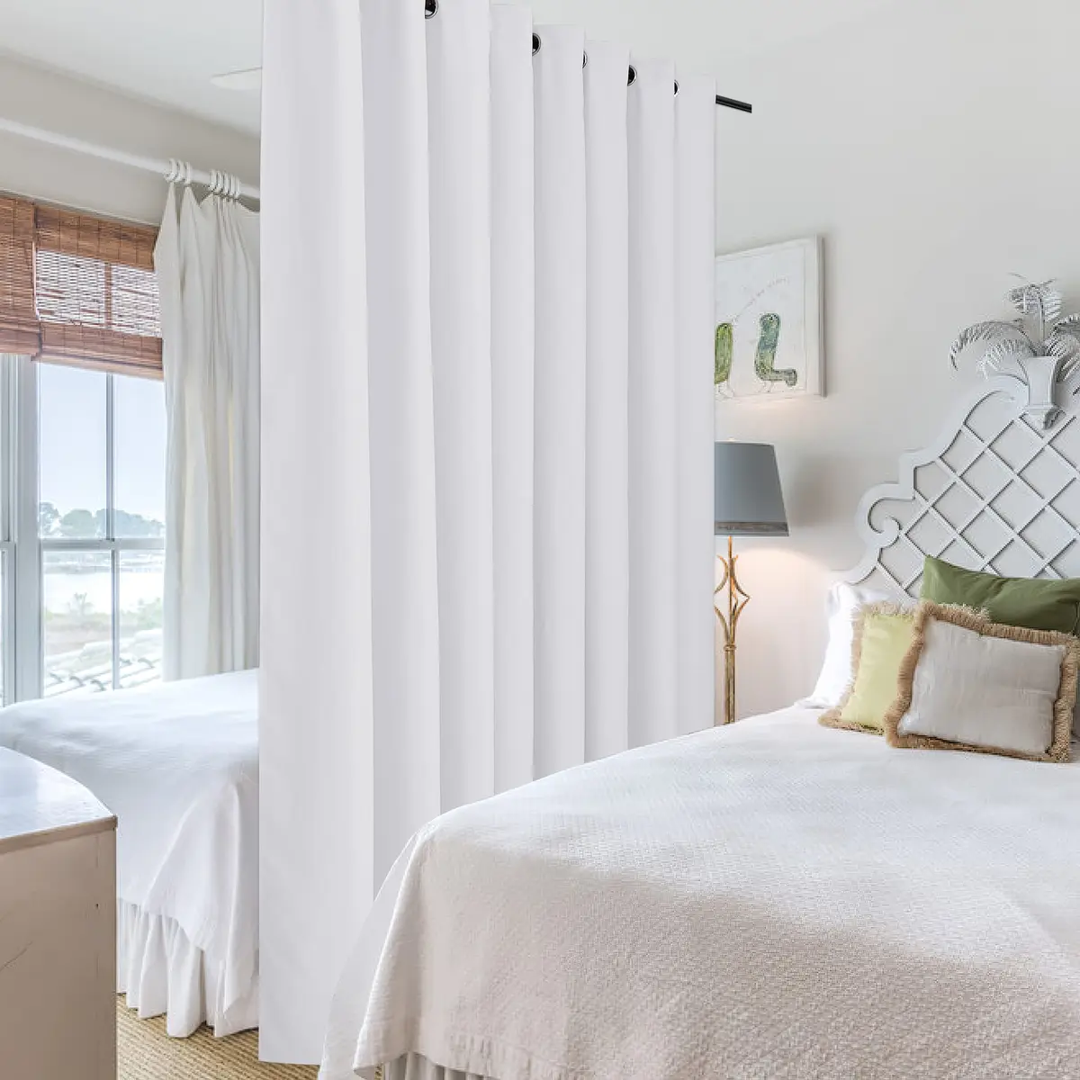 RYB HOME White Room Divider Curtain 180"W x 96"L | Heavy Duty Privacy Panel - view 4