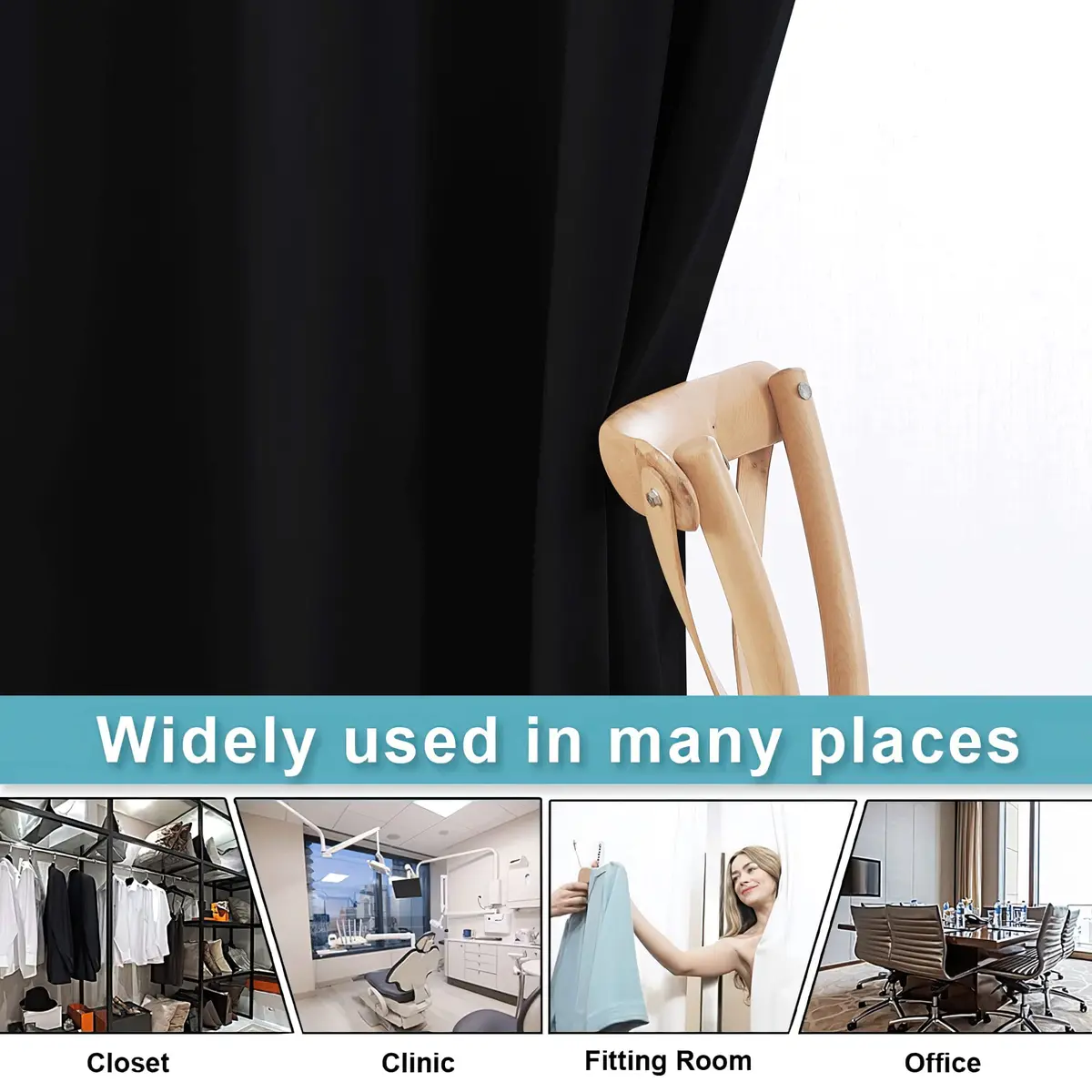 RYB HOME Blackout Room Divider Curtain Thermal Insulated | Energy-Saving, Easy Install - view 5