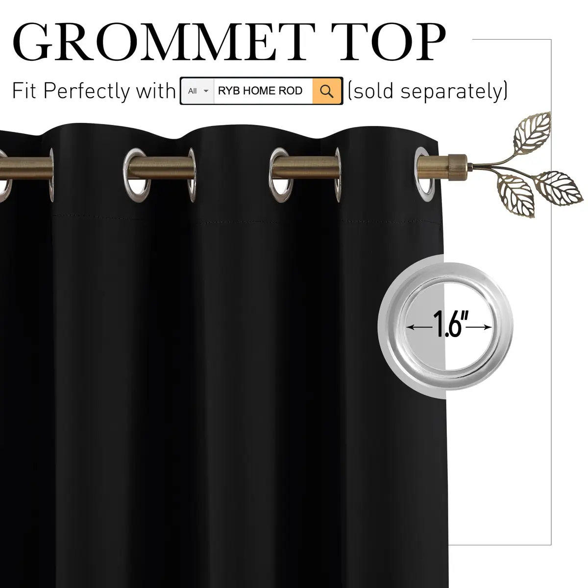 RYB HOME Blackout Room Divider Curtain Thermal Insulated | Energy-Saving, Easy Install - view 2