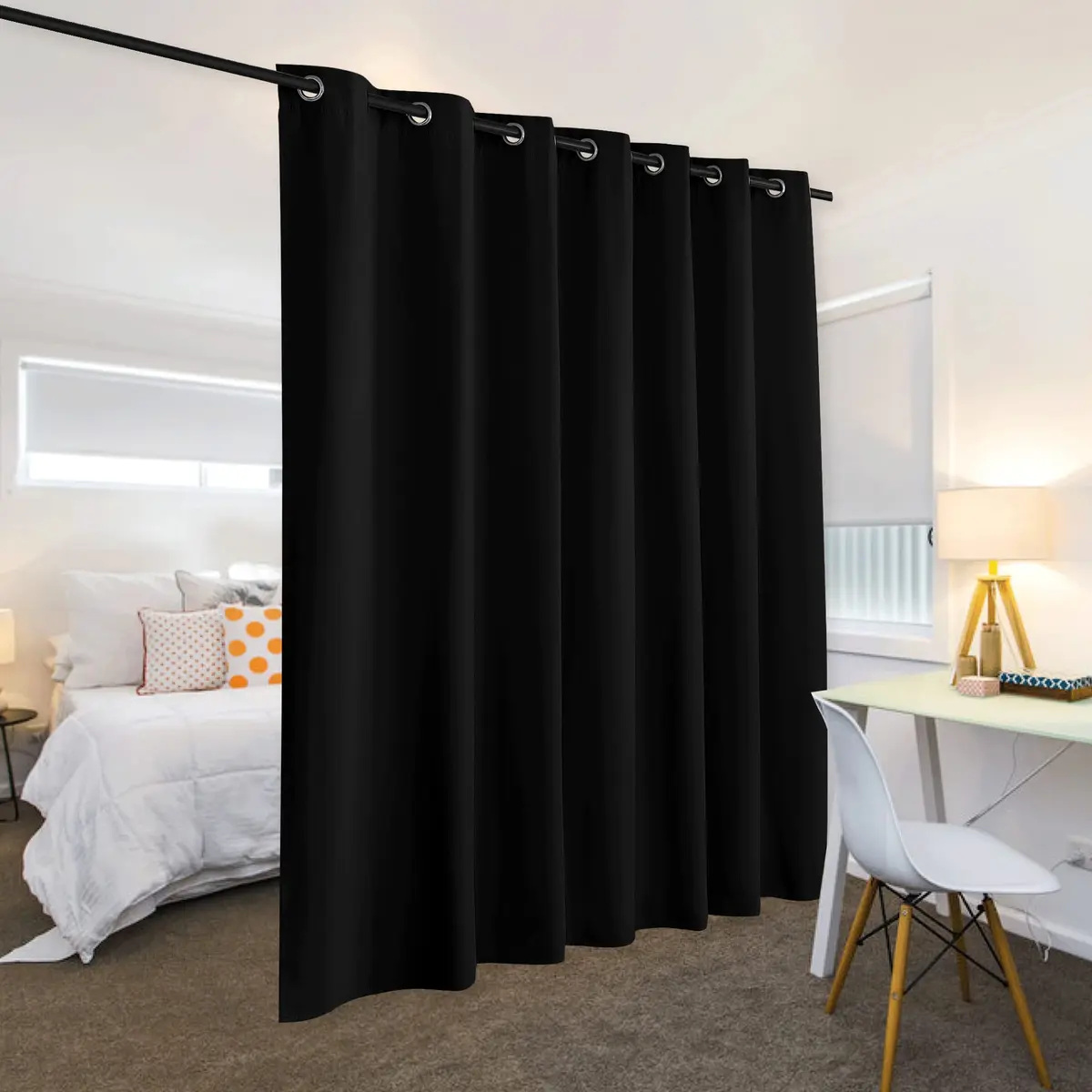 RYB HOME Blackout Room Divider Curtain Thermal Insulated | Energy-Saving, Easy Install - view 3