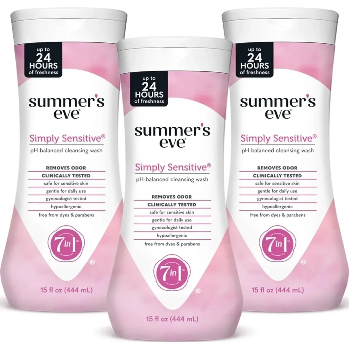 Summer's Eve Simply Sensitive Daily Feminine Wash 450ml (15 Fl Oz) 3-Pack | pH-Balanced for Gentle Cleansing - main product image