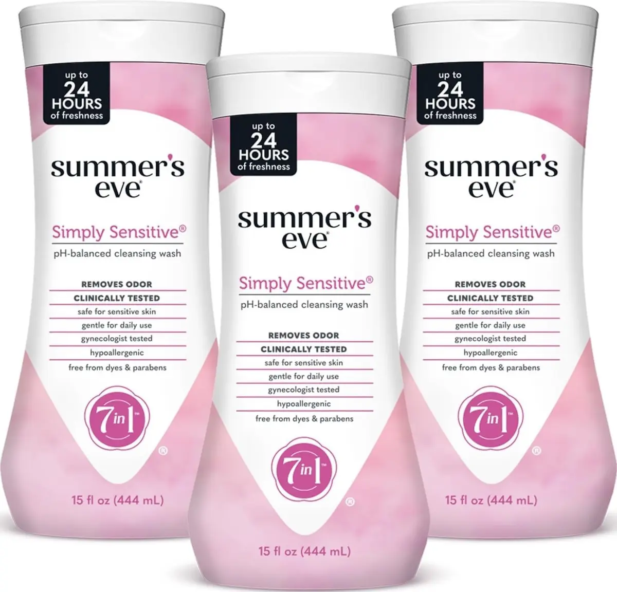 Summer's Eve Simply Sensitive Daily Feminine Wash 450ml (15 Fl Oz) 3-Pack | pH-Balanced for Gentle Cleansing - main product image