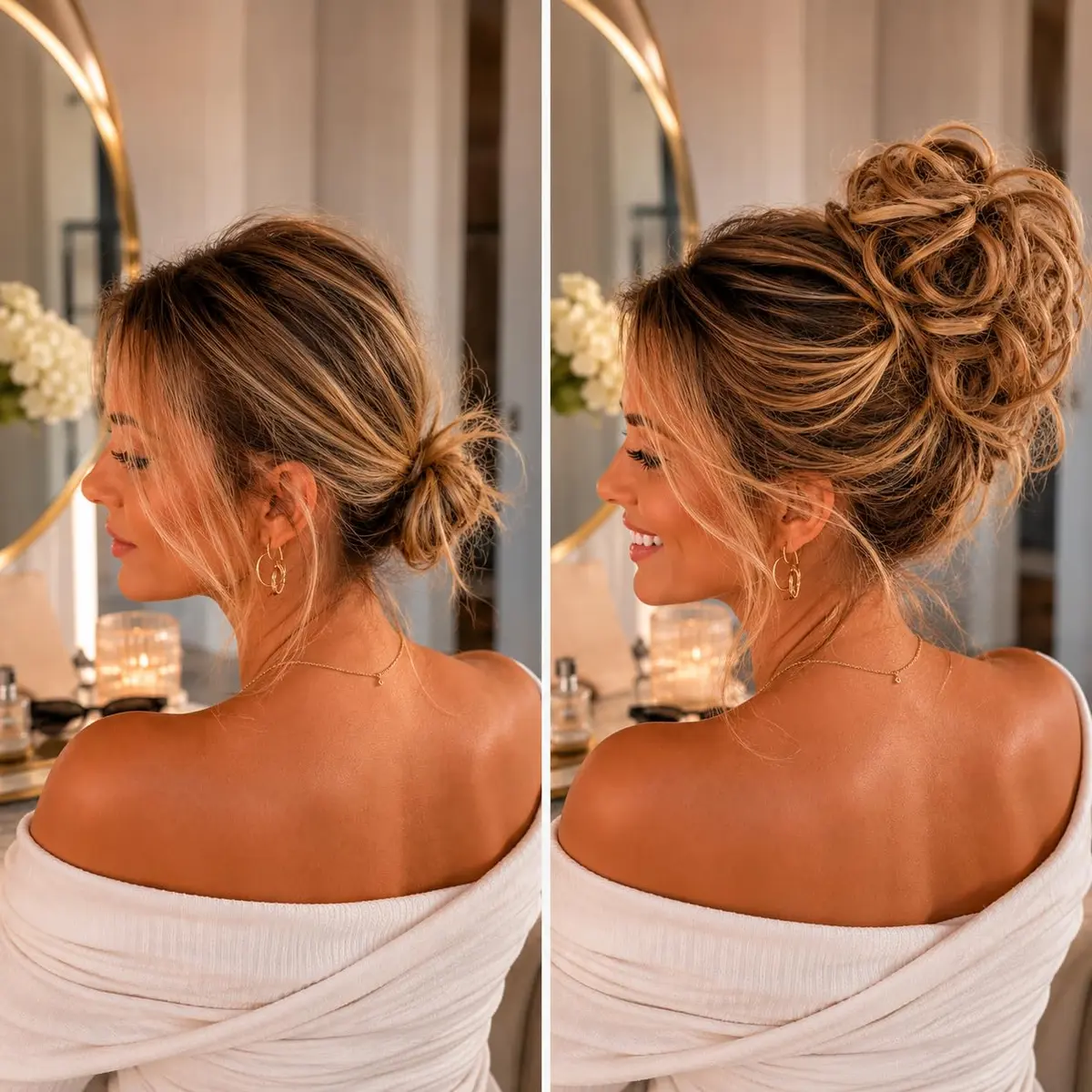 CAISHA Synthetic Scrunchie Donut Hair Piece Updo Brown Blond Mix G32E | Heat-Resistant, Washable, Real-Hair Feel - view 9
