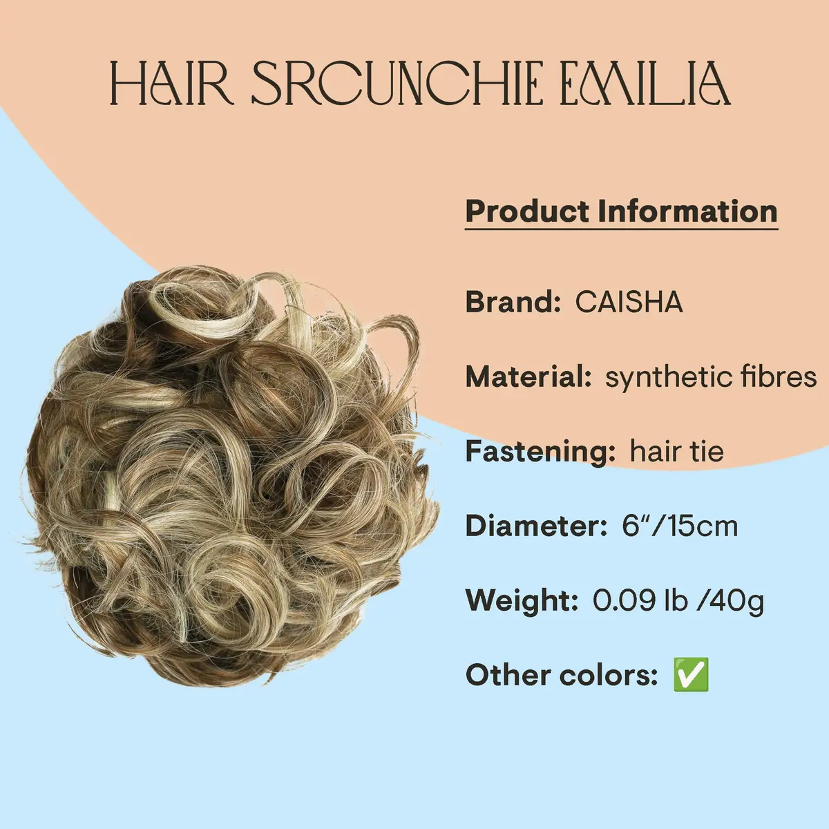 CAISHA Synthetic Scrunchie Donut Hair Piece Updo Brown Blond Mix G32E | Heat-Resistant, Washable, Real-Hair Feel - view 2